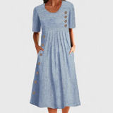 Summer Dress for Women in Stripes with Button Details