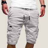 Men's Cargo Shorts with Double Flap Pockets and Drawstring Waist