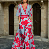 Elegant Floral Wrap Dress – Women's Dress for Everyday and Special Occasions