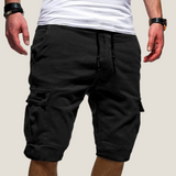 Men's Cargo Shorts with Double Flap Pockets and Drawstring Waist