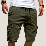 Men's Cargo Shorts with Double Flap Pockets and Drawstring Waist