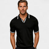 Men's Polo Sweater with Contrast Trimmings – Open Collar