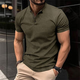 Men's Short Sleeve Shirt with Stand Collar and Button Placket – Modern Summer Design