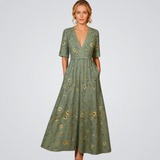 Elegant Floral Wrap Dress – Women's Dress for Everyday and Special Occasions