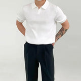 Classic Polo Shirt with Textured Pattern and Modern Cut - White