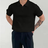 Classic Polo Shirt with Structural Pattern and Modern Cut