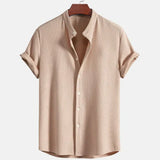 Men's Short Sleeve Shirt with Mandarin Collar