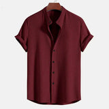 Men's Short Sleeve Shirt with Mandarin Collar