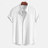 Men's Short Sleeve Shirt with Mandarin Collar