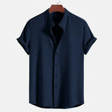 Men's Short Sleeve Shirt with Mandarin Collar