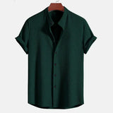 Men's Short Sleeve Shirt with Mandarin Collar