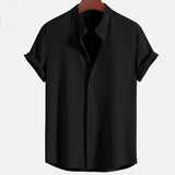 Men's Short Sleeve Shirt with Mandarin Collar