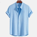Men's Short Sleeve Shirt with Mandarin Collar