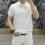 Classic Polo Shirt with Structural Pattern and Modern Cut