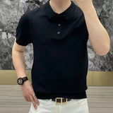 Classic Polo Shirt with Structural Pattern and Modern Cut