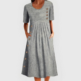 Summer Dress for Women in Stripes with Button Details
